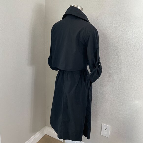 Banana Republic Womens Small Black Trench Back Shirt Dress Roll Tab Sleeve - Picture 7 of 16